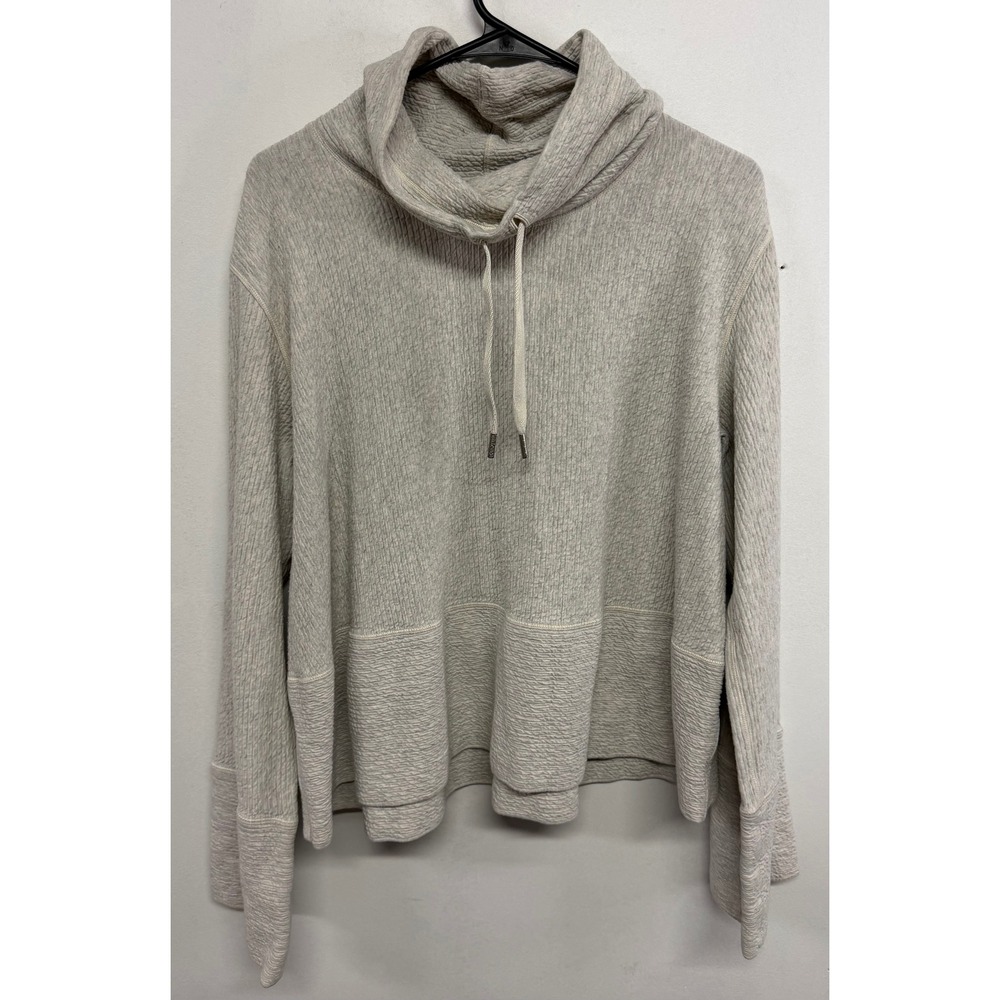 Lululemon Cowl Neck Textured Pullover Sweatshirt Gray Heather Long Sleeve Logo